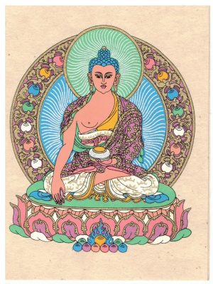 Klappkarte Shakyamuni, mit Kuvert aus handgefertigtem Bambuspapier