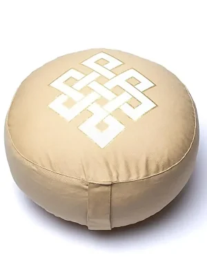 Meditationskissen Unendlicher Knoten, beige, Bio-Baumwolle
