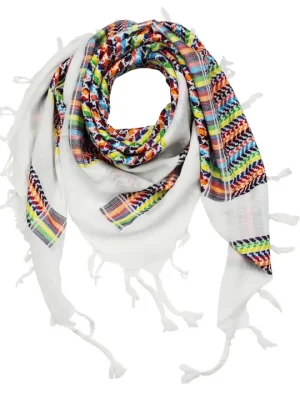 Palituch Premium Weiß - Rainbow Stripes - Fransen & Toddeln