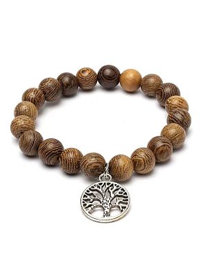 Mala-Armband Wengeholz mit Baum des Lebens