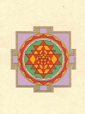 Folding card Siri Yantra, with envelope made of handmade bamboo paper"> <span class=