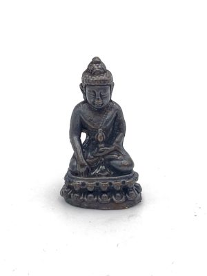 Ministatue Shakyamuni mit Schale, geschwärzt