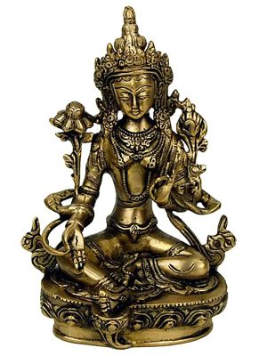 Grüne Tara Statue Messing, 20cm
