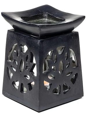 Duftlampe Lotus schwarzer Speckstein