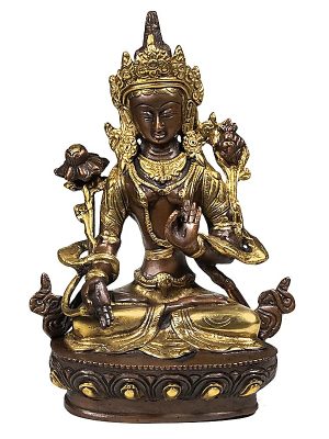 Weiße Tara Statue Messing/goldfarben