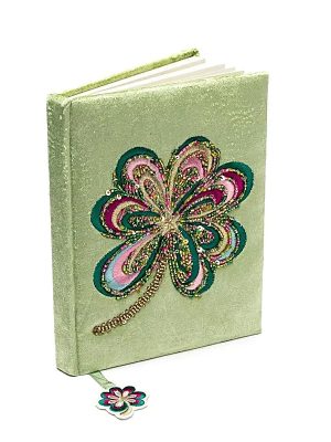 Notizbuch Samt grün mit Lotus
