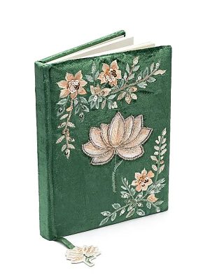 Notizbuch Samt grün mit Lotus